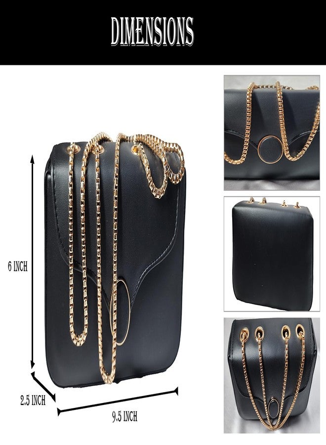 DONSON حقيبة كروسبودي من دونسون للنساء، حقيبة كتف عصرية للسيدات بسلسلة، حقائب يد مصممة (أسود) - Image 4